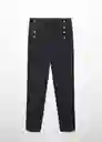 Pantalón Botones Negro Talla 38 Mujer Mango