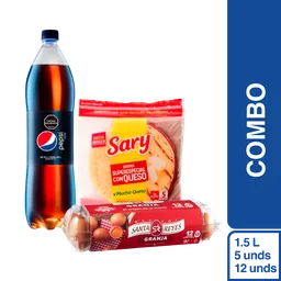 Combo Pepsi Sin Azúcar + Huevos 12 Und + Arepas Sary Queso