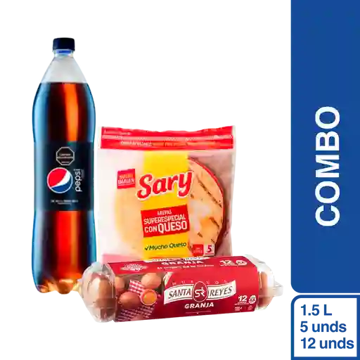 Combo Pepsi Sin Azúcar + Huevos 12 Und + Arepas Sary Queso