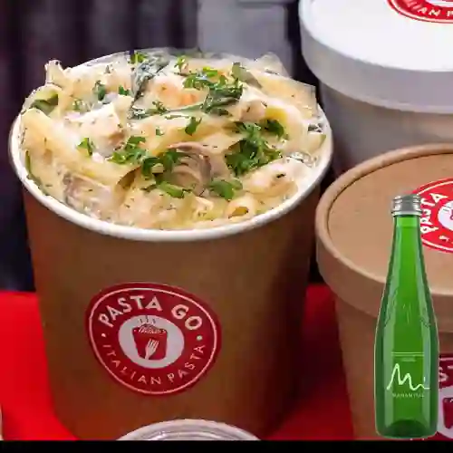 Pollo Champiñones Salsa Blanca +Manantial C/Gas 300ml