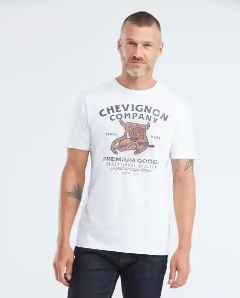 Graphic Dog T-shirt Blanco 0 Claro Talla M Hombre Chevignon