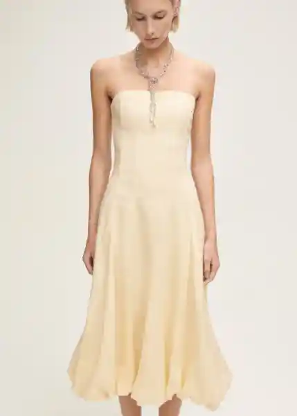 Vestido Alberta Amarillo Pastel Talla S Mujer Mango