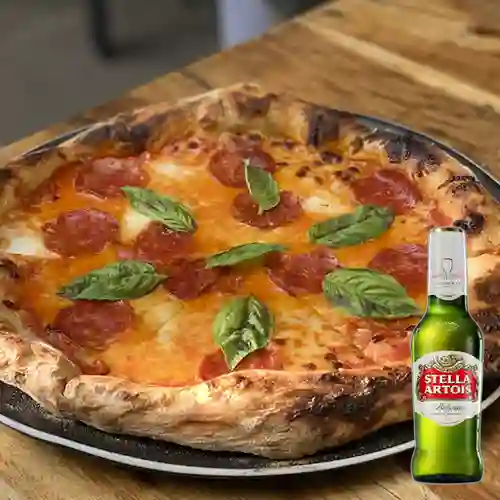 Combo pizza peperoni + stella artois