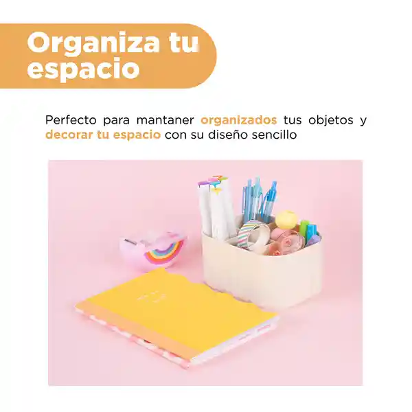 Organizador Plástico Compartimento Alta Macaron Blanco Miniso