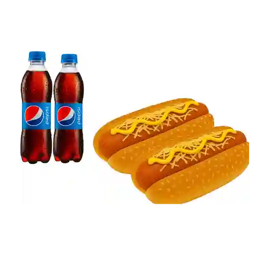2 Perros Grandes con Queso + 2 Gaseosas