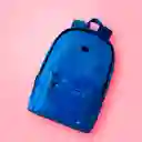 Mochila Básica Con Detalles en Contraste Azul Miniso