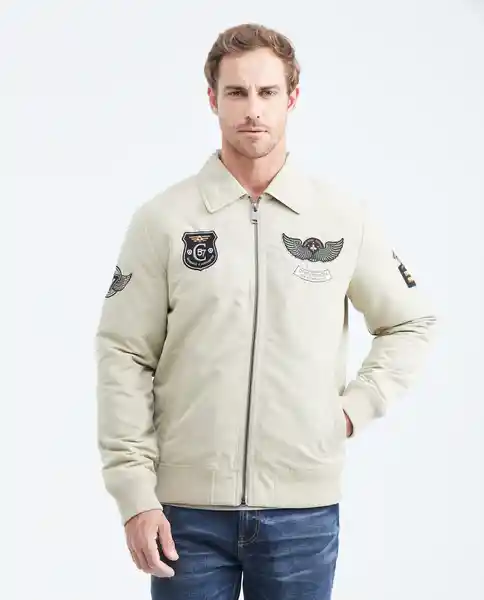 Chaqueta Aviator Masculino Beige Twill Medio Talla M Chevignon