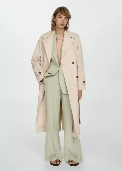 Saco Trench Angela Beige Talla 18 Mujer Mango