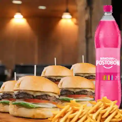 Combo 5 Burger + Papas y Gaseosa 1.5L