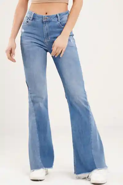 Jean Flare Cortes Color Azul Medio Talla 6 Ragged