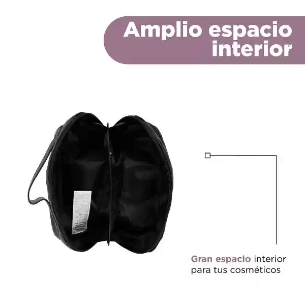 Cosmetiquera Acolchada Con Asa Negro Serie Miniso