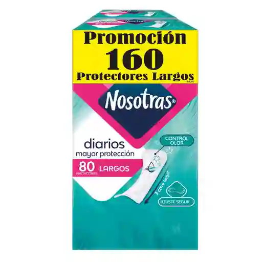 Protectores Diarios Nosotras Largos 2Paq X 80Und