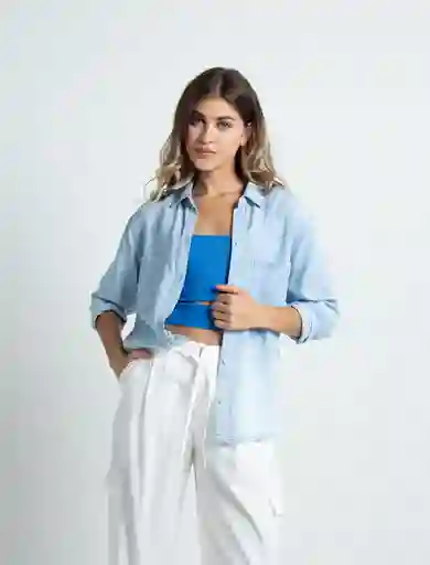 Camisa Luz Mujer Azul Indigo Medio Talla S 412F377 Naf Naf