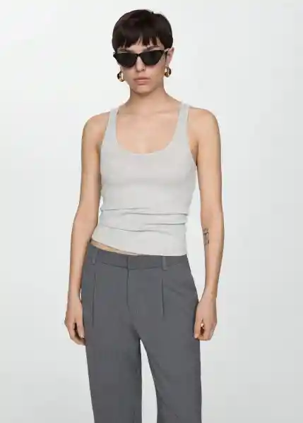 Top Edista Plata Talla Xs Mujer Mango