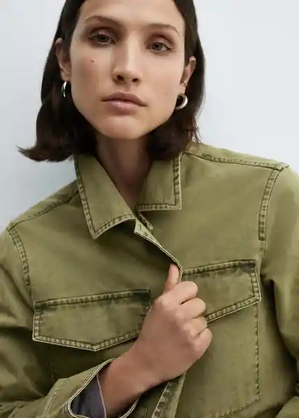 Sobrecamisa Caracas Khaki Talla 18 Mujer Mango