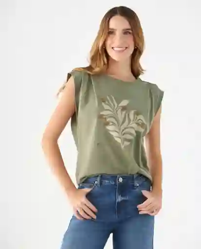 Camiseta Verde Velado Medio Talla L 609F033 Esprit