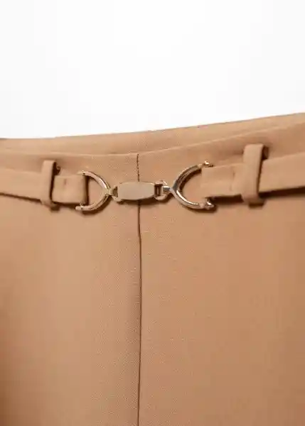 Pantalón Buckle Camel Talla 38 Mujer Mango