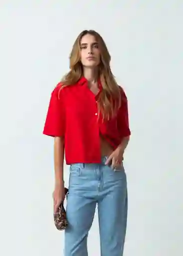 Camisa Valen Mujer Rojo Gobelino Talla M 411G302 Naf Naf