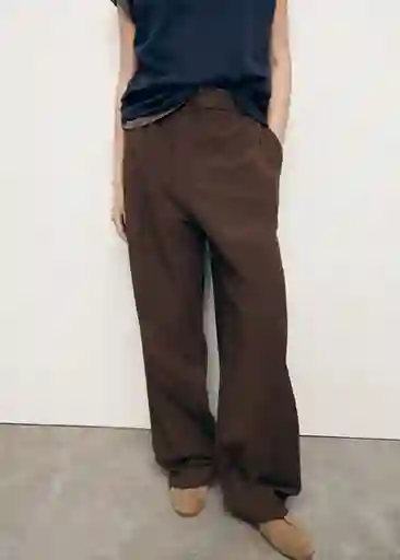 Pantalón Clare1 Marrón Talla 36 Mujer Mango