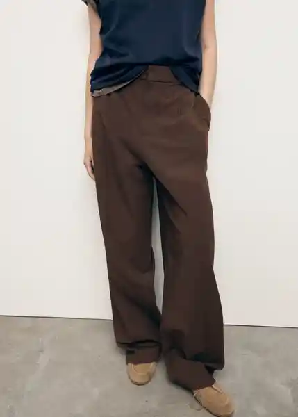 Pantalón Clare1 Marrón Talla 36 Mujer Mango