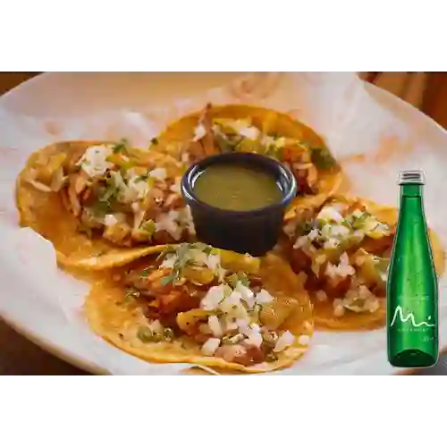 Combo Tacos de Pollo X 4 + Agua Manantial con Gas