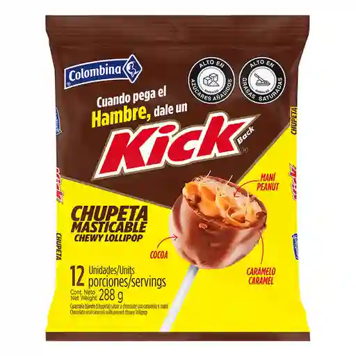 Kick Chupeta Masticable de Cocoa Caramelo y Maní 