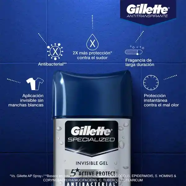 Desodorante Antitranspirante Hombre Gillette Specialized Gel Antibacterial 113 g Pack 2 Unidades