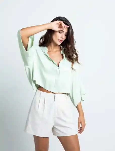 Camisa Membe Mujer Verde Daikon Claro Talla S 511F344 Naf Naf