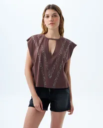Camiseta Mujer Café Talla M 609f008 Americanino