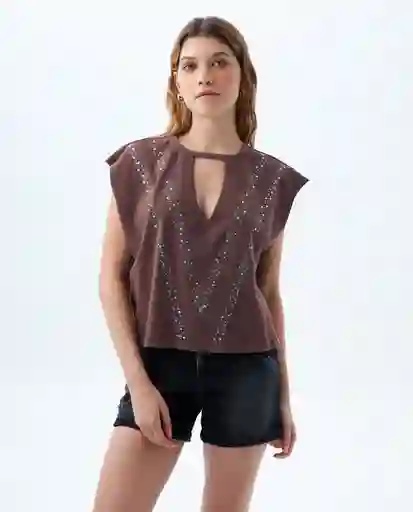 Camiseta Mujer Café Talla M 609f008 Americanino