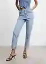 Pantalón Jean Mom 2000 Tejano Medio Talla 48 Mujer Mango