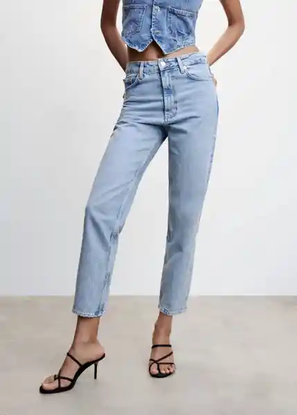 Pantalón Jean Mom 2000 Tejano Medio Talla 48 Mujer Mango