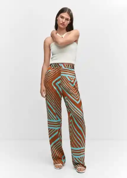 Pantalón Loren Turquesa Talla 42 Mujer Mango