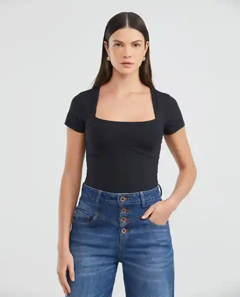 Essential Squareneck Top Negro Sombrío Ultraoscuro Talla L Mujer Chevignon