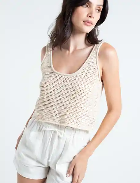  Blusa Tejido Verano Mujer Crudo Pergamino Claro Talla M Naf-Naf 
