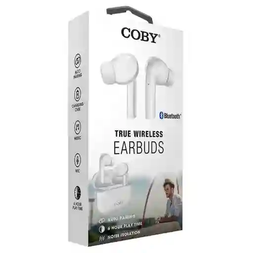 True Wireless Earbuds. Bluetooth 5.0. Para Ios y Android. Color Blanco. 6 Horas de Duración. Case de Carga. Marca: Coby. Referencia: Cetw516Wht. Sku 210922