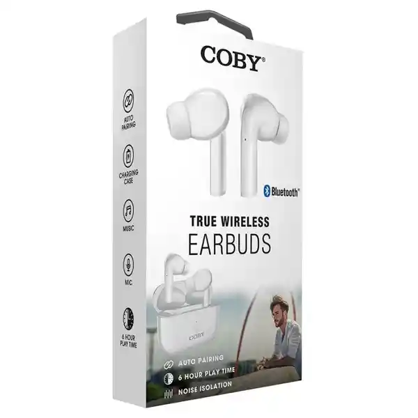 True Wireless Earbuds. Bluetooth 5.0. Para Ios y Android. Color Blanco. 6 Horas de Duración. Case de Carga. Marca: Coby. Referencia: Cetw516Wht. Sku 210922