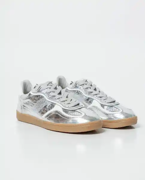Tenis Cortos Silver Gris Plata Claro Talla 36 Chevignon