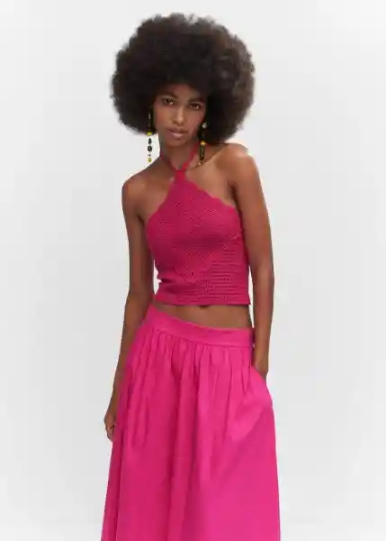 Falda Creta Fucsia Talla 18 Mujer Mango