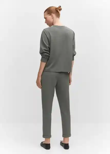 Pantalón Pique Gris Talla XS Mujer Mango