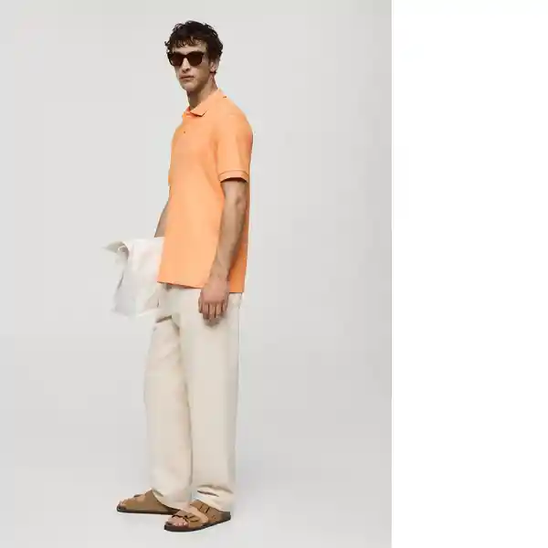 Camisa Polo Rea Naranja Pastel Talla S Hombre Mango