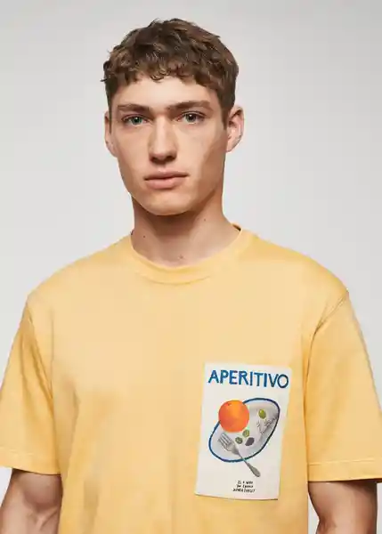 Camiseta Aperitiv Mostaza Talla L Hombre Mango