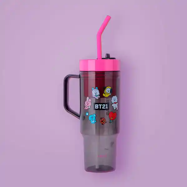 Vaso de Con Pitillo Serie Bt21 Rosa Miniso