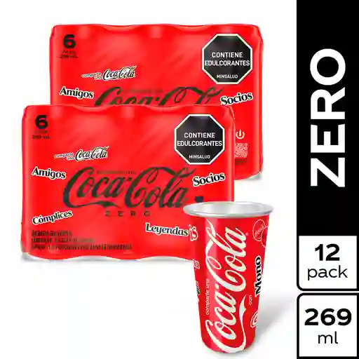 Combo Gaseosa Coca-Cola Zero 269 mL x 12 + Vaso