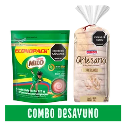 Combo Milo 220 g + Pan Artesano Bimbo 500 g