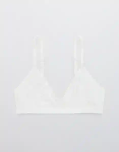 American Eagle Bralette Acanalado Triángulos Blanco Talla S
