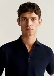 Mango Camisa Polo Quinoai Navy Talla L