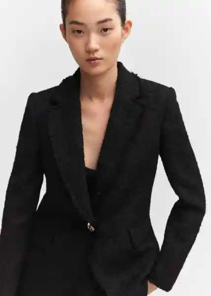 Blazer Americana Quintin Negro Talla 28 Mujer Mango