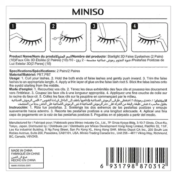 Pestanas Postizas 3D Starlight Miniso 