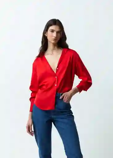 Camisa Sari Mujer Rojo Cinta Oscuro Talla M 419F314 Naf Naf